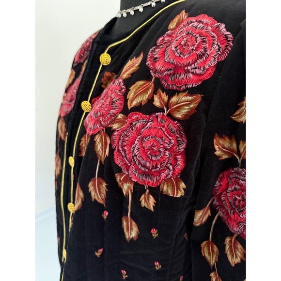 VTG 80s Saxton Hall Velvet Jacket blazer rose Bohemian made in Japan sz M - Picture 3 of 12